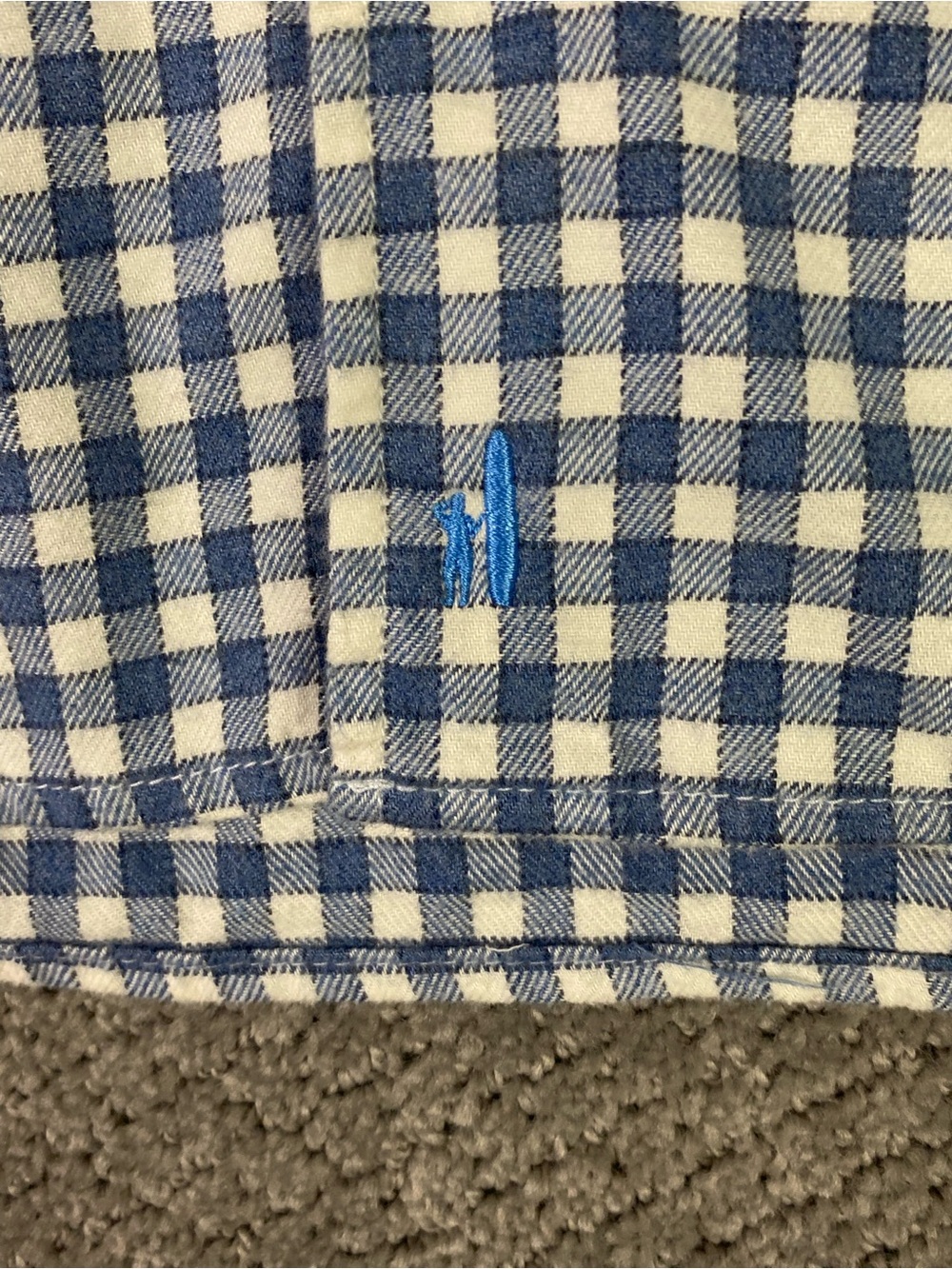 johnnie-O Flannel Shirt Mens Medium Blue White Gingham Check Hyat Hangin' Out - Picture 3 of 13